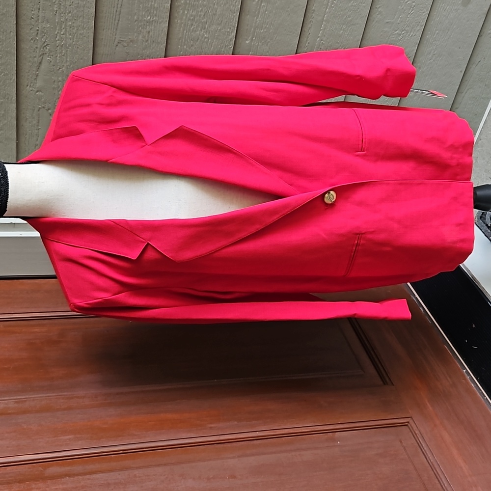 VINTAGE SAG HARBOR BLAZER COAT 14 RED JACKET BUTTON SHOULDER PADS NEW